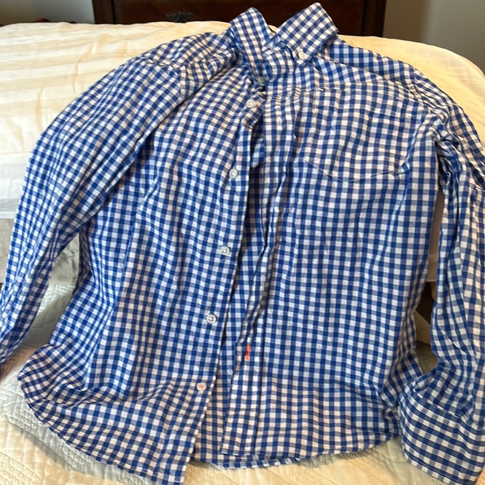 Crewcuts blue and white button down long sleeve shirt. Boys size 8
